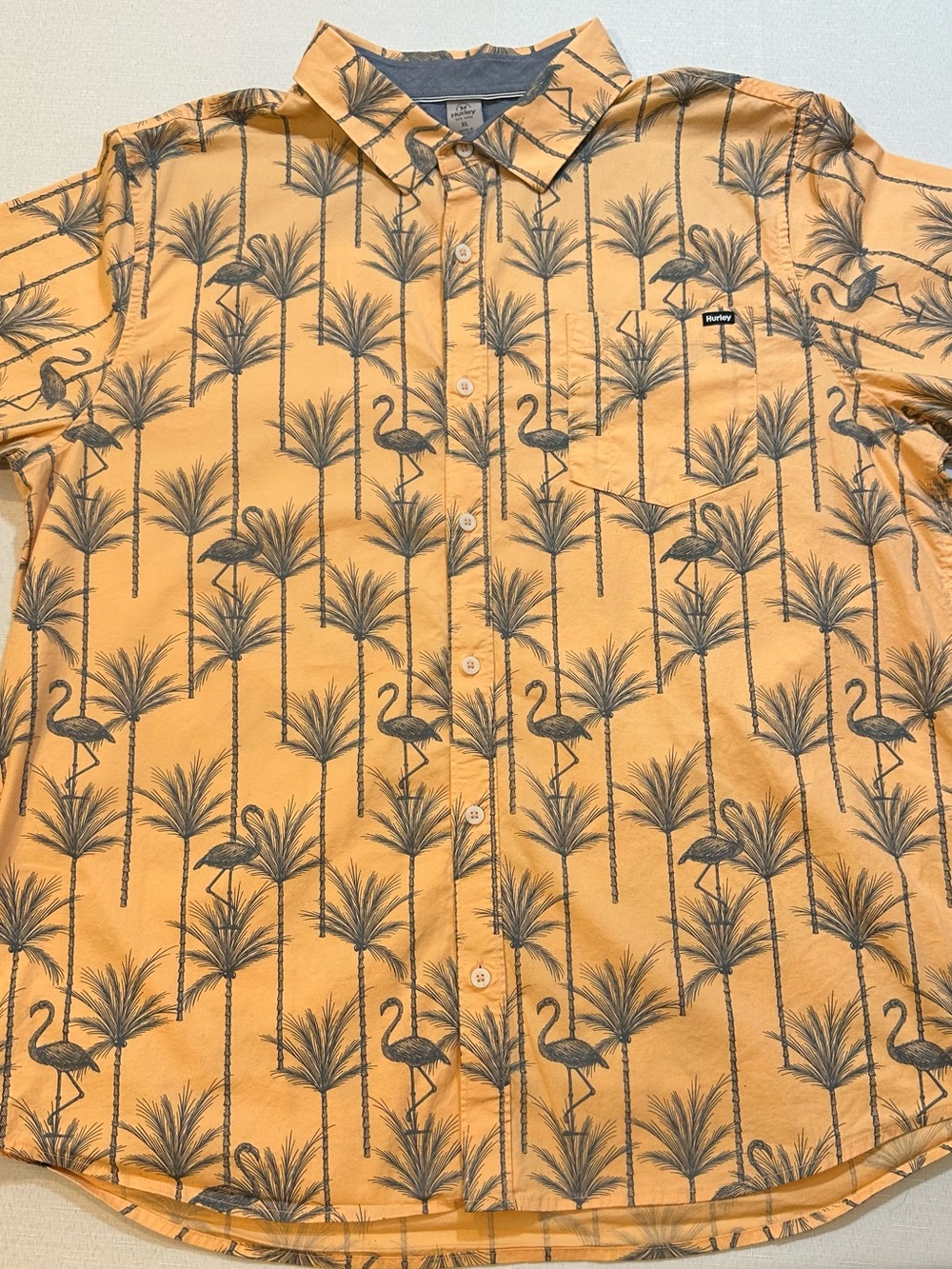 Hurley Flamingo Palm Tree Tropical Shirt Men’s XL